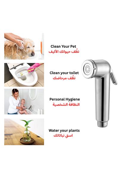 itg Modern Silver Handheld Bidet Sprayer for Toilet, Soft Pressure Jet with Wall Mount, Hygiene & Wa