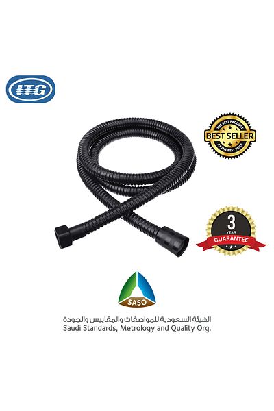 Generic ITG 1.5m Matte Black Shower Hose, Flexible with Brass Insert & Nut, Fits All Handheld Showers
