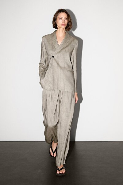 Massimo Dutti Kareli şal yaka blazer