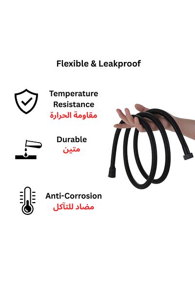Generic ITG 1.5m Matte Black Shower Hose, Flexible with Brass Insert & Nut, Fits All Handheld Showers