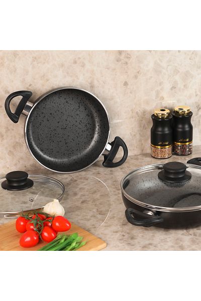 Aryıldız Bronx 4 Piece Sahan Set Black 20-22 cm