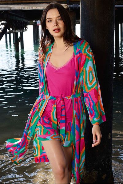 Aydoğan Women's Summer Shorts and Morning Dress 3 Piece Set 80025