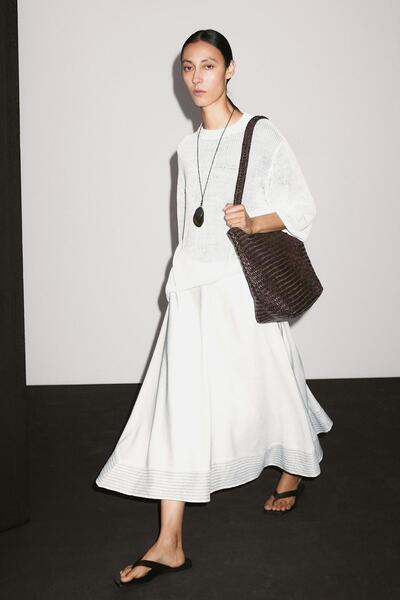 Massimo Dutti Dikiş detaylı İspanyol paça keten karışımlı etek