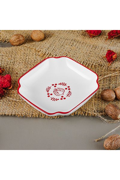 Aryıldız Red Bird Corner Plate 10 cm