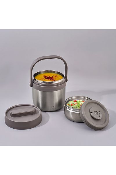 Aryıldız Bento Round Lunch Box Steel 1400 ml