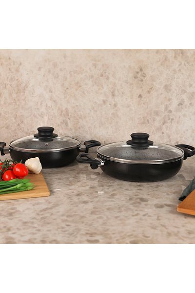 Aryıldız Bronx 4 Piece Sahan Set Black 20-22 cm