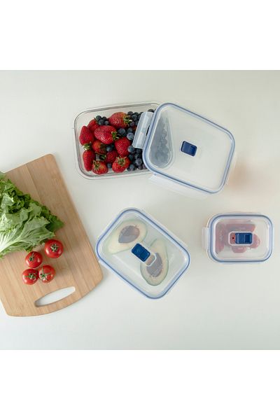 Luminarc Pure Active Rectangular Glass Storage Container Set 6 Pieces