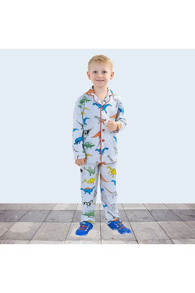 Fox Moda Long Sleeve Dinosaur Printed Boys' Pajama Set