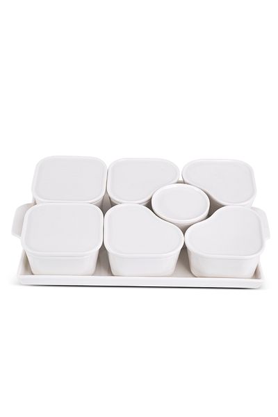 Aryıldız 15 Pieces Oval Breakfast Bowl with Tray
