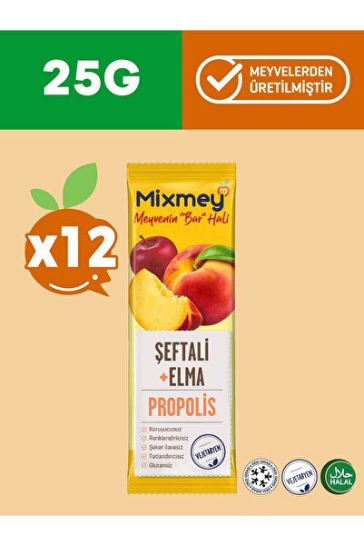 mixmey Bee Propolis Şeftali Meyve Barı 12 Adet | Sağlıklı Atıştırmalıklar – G...