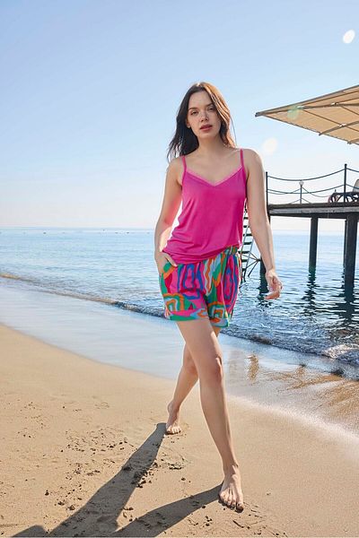Aydoğan Women's Summer Shorts and Morning Dress 3 Piece Set 80025