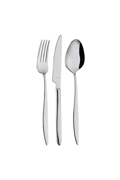 Aryıldız طقم سكاكين وشوكة وملعقة من الكروم الأنيق مكون من 84 قطعة لـ 12 شخصًا