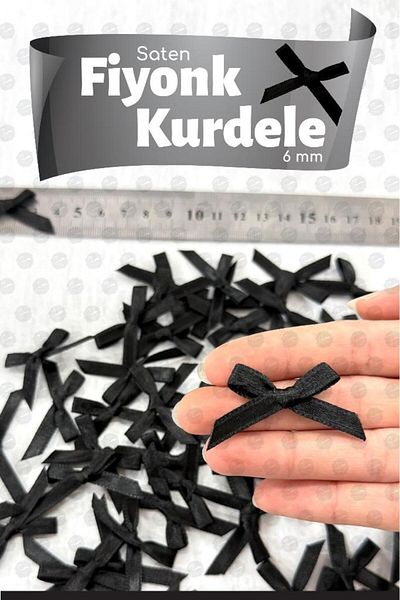 t tuğset etiket Bow Satin 6 mm Ribbon Bow Ribbon Ornament 50 Pieces -T1380