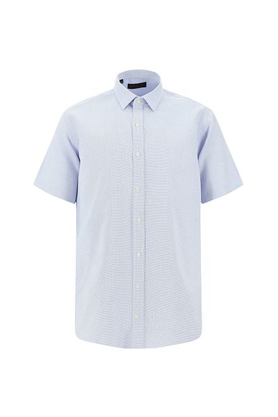 Abdullah Kiğılı Patterned Cotton Shirt - Short Sleeve, Regular Fit