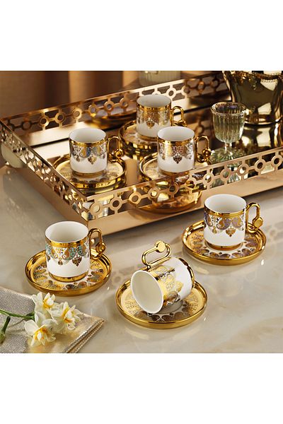 Aryıldız Latife 12 Piece Turkish Coffee Cup Set for 6 People