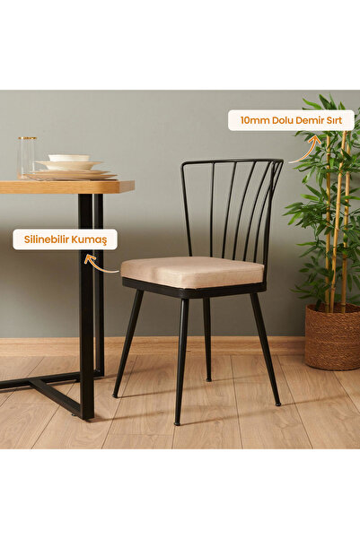 Akın Lux Akın Lüx Ay Sandalye - Krem / Siyah - 81 cm