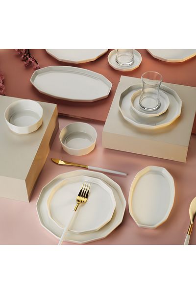 Aryıldız Amber White 32 Piece Breakfast Set for 6 People
