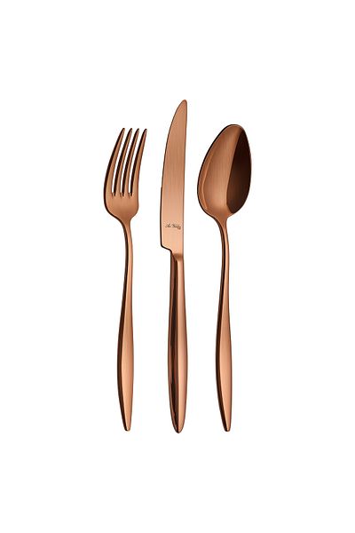 Aryıldız Elegant Bronze 24 Piece Fork Spoon Knife Set for 6 People