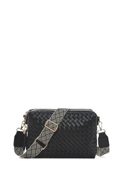 Derimod Women's Black Braided Crossbody Bag 25Sbd293329