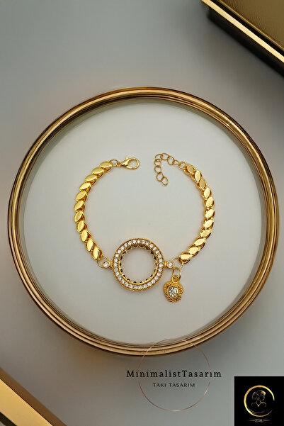 xtaki Çeyrek Altın Bileklik ve Çelik Çeyrekli Arpa Zincir Bileklik Pullu halep zinciri bileklik