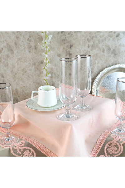 Aryıldız Rona Flut 6-Piece Coffee Side Water Glass Platinum 170 ml