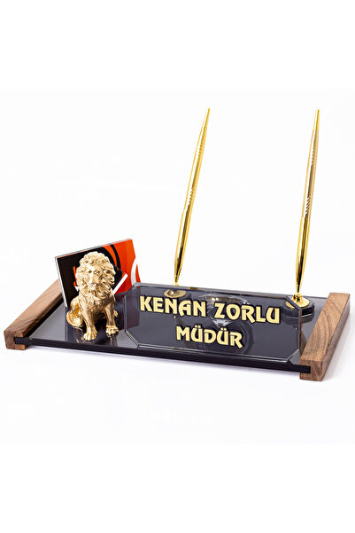 isimliksepeti Aslan Biblolu Kristal Masaüstü İsimlik Ofis Masa İsimliği Hediye