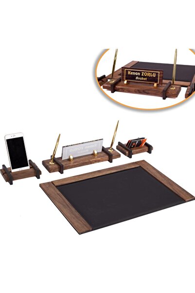 isimliksepeti Naturel Ahşap Sümen Takımı Ofis Hediyesi Sümen Seti Masa Isimliği