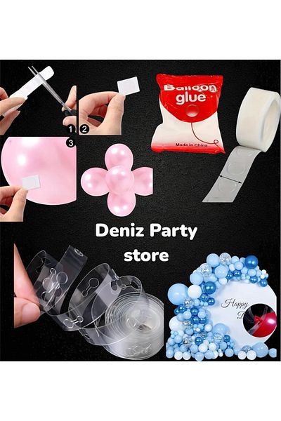 Deniz Party Store 1 Piece of 5 Meter Balloon Chain Apart 1 Piece of 100 Balloon Adhesive Tape Set of 2