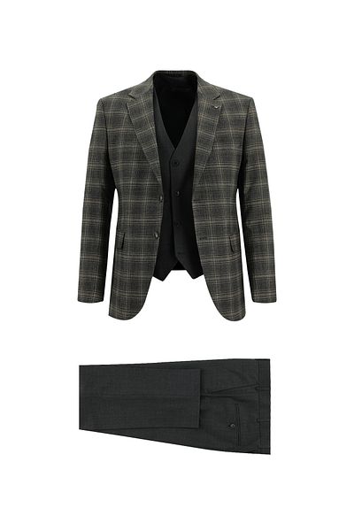 Abdullah Kiğılı Slim Fit Woolen Vest Suit