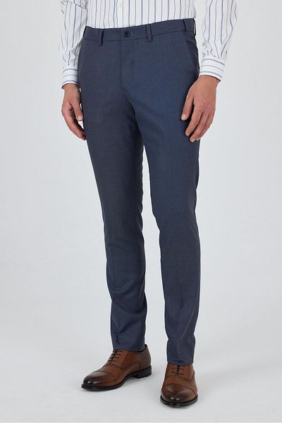 İmza Blue Filafil Side Pocket Open Leg Slim Fit Adjustable Belt Trousers 1003250123