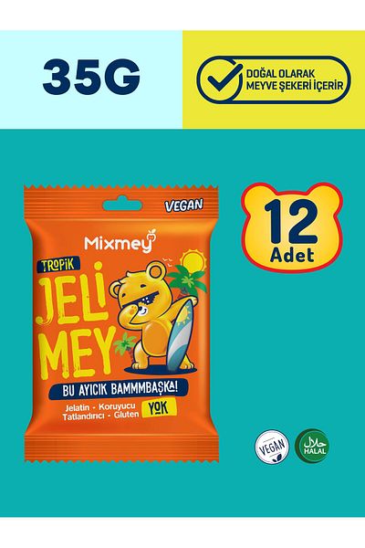 mixmey Jelimey Tropic - 12 Pieces X 35 g Natural Tropical Flavor Gummy Bear Teddy Bear