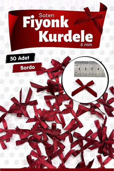t tuğset etiket Bow Satin 6 mm Ribbon Bow Ribbon Ornament 50 Pieces -T1380