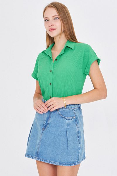 armonika Cămașă verde cu mânecă scurtă pentru femei ARM-19Y001088