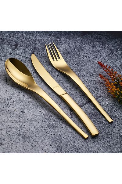 Aryıldız Jazz Pvd Gold - 84 Piece Spoon Knife Set for 12 People