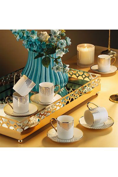 Aryıldız Rozy 12 Piece Turkish Coffee Cup Set for 6 People