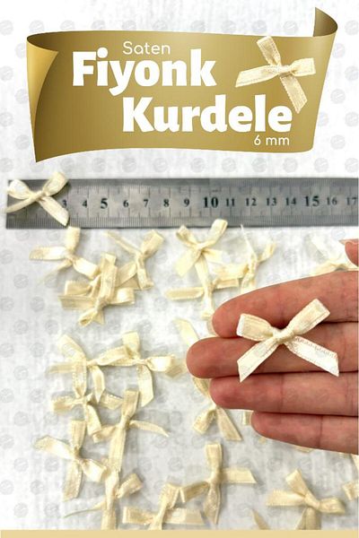 t tuğset etiket Bow Satin 6 mm Ribbon Bow Ribbon Ornament 50 Pieces -T1380