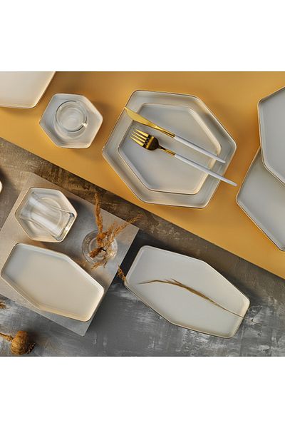 Aryıldız Cara Gold 32 Piece Breakfast Set for 6 People