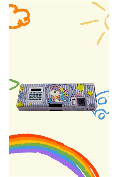 TAROS KIRTASİYE Lordstore802 Unıck Color Unicorn Functional Pencil Case with Calculator