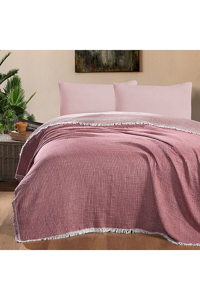 MAXSTYLE Muslin Double Bedspread Dusty Rose 220X240 cm
