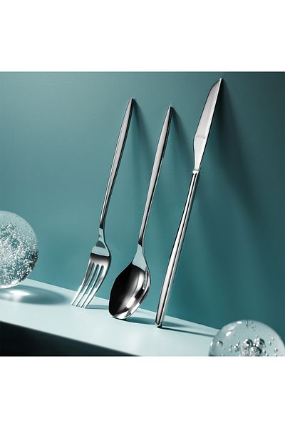 Aryıldız Sidney 84 Pieces - 12 Person Fork, Spoon and Knife Set