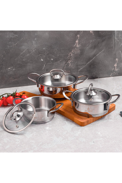 Aryıldız Petit 6 Parça Çelik Sahan Seti 12-14-16 Cm
