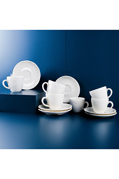 Tulü Porselen Tulu Liana 6 Kişilik Türk Kahve Fincan Takımı 90 ml