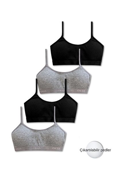 GizaKids 95% Cotton Girls' Thin Strap Training Bra Set of 4 |   Half Athlete