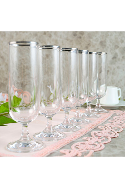 Aryıldız Rona Flut 6-Piece Coffee Side Water Glass Platinum 170 ml
