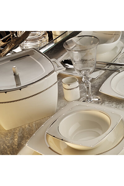 Aryıldız Bone Square Platin 60 Parça 12 Kişilik Yemek Takımı