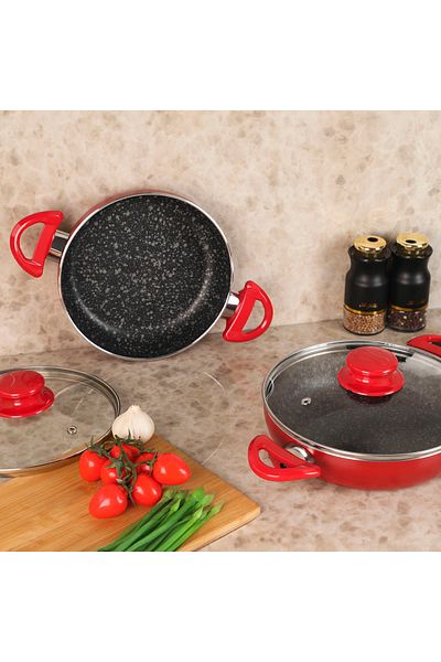 Aryıldız Bronx 4 Piece Sahan Set Red 20-22 cm