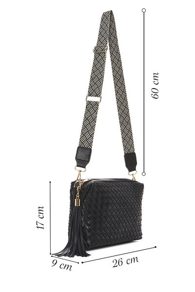 Derimod Women's Black Braided Crossbody Bag 25Sbd293329