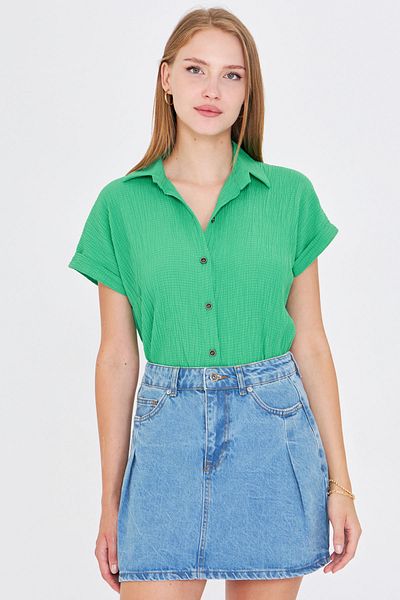 armonika Cămașă verde cu mânecă scurtă pentru femei ARM-19Y001088