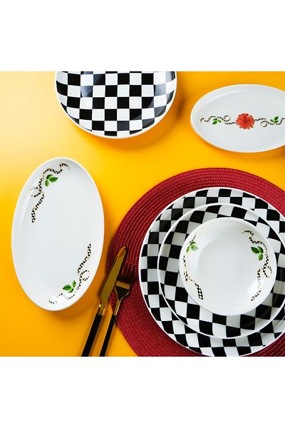 Aryıldız Plaid Rose Breakfast Set for 6 People - 21 Pieces