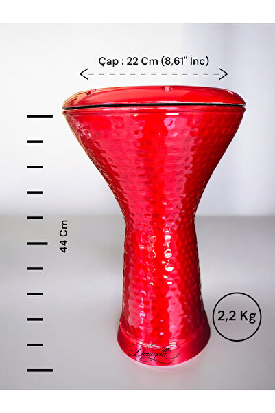 Donizetti Profesyonel Mısır Darbuka Metalik Kırmızı Çekiç Dövme - Kılıf Hediyeli